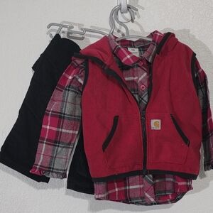 Carhartt Sey: Vest, Plaid Shirt, Black Corduroy Pants 12m NWOT